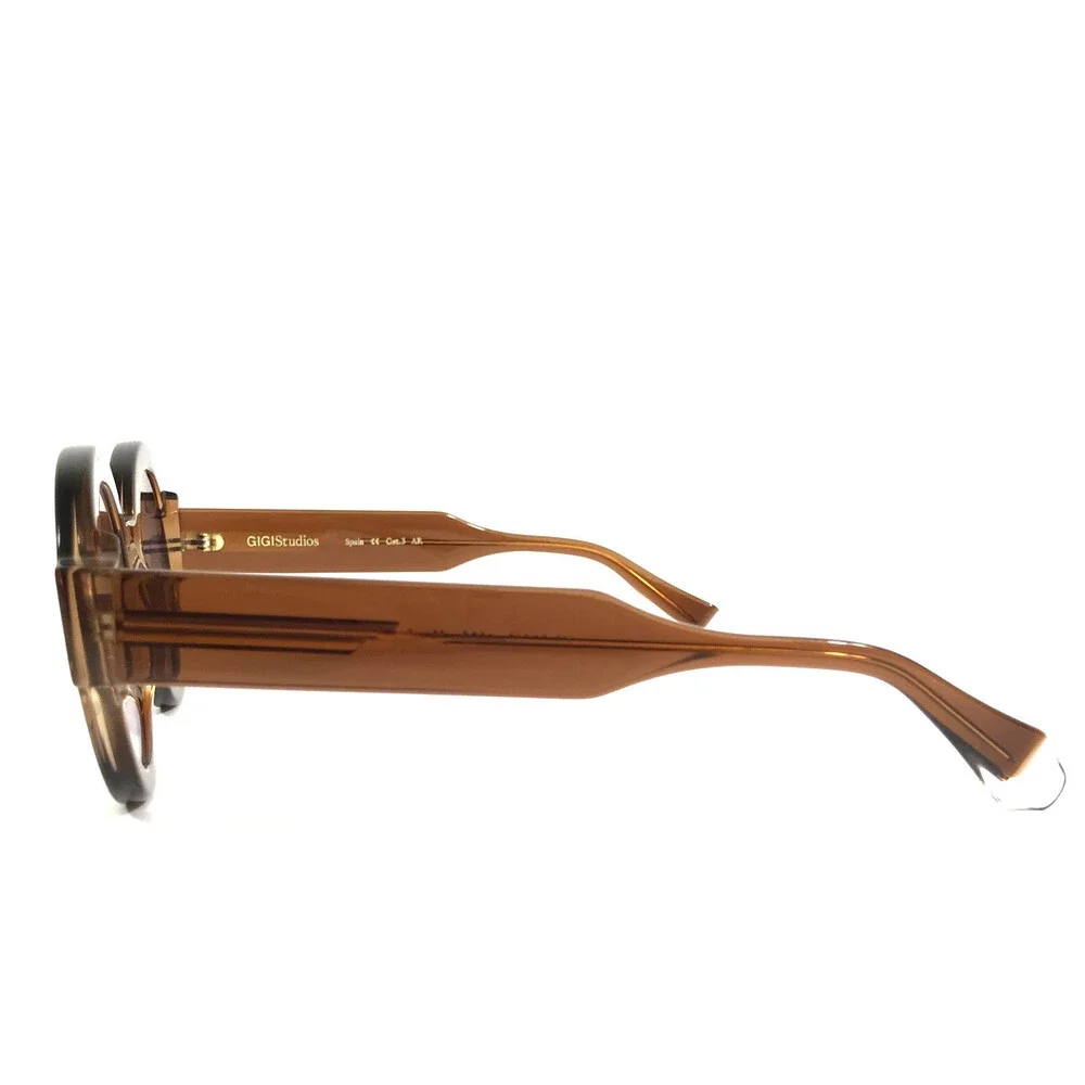 Gigi Studios Sunglasses LAURA 6454/10 Brown Round Frames w/ Gradient Blue Lenses